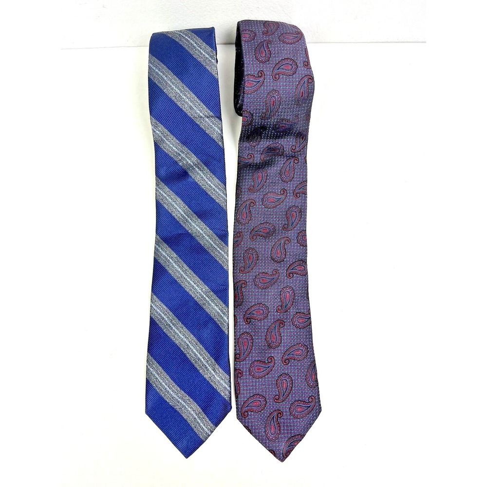 Joseph A Bank Reserve Made In Italy Paisley Striped 100% Silk Ties 3x59, 3x62